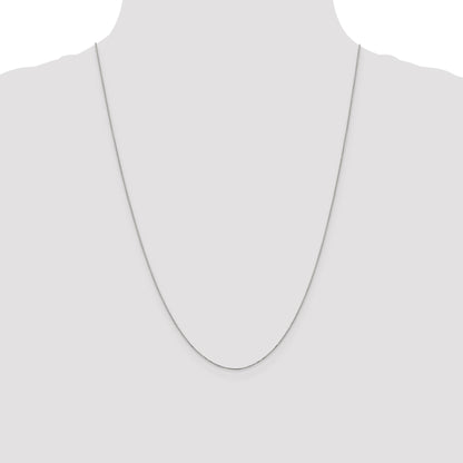 14K White Gold 24 inch Carded .5mm Box Link with Spring Ring Clasp Chain
