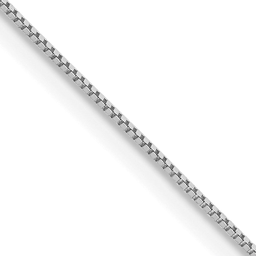 14K White Gold 20 inch Carded .5mm Box Link with Spring Ring Clasp Chain