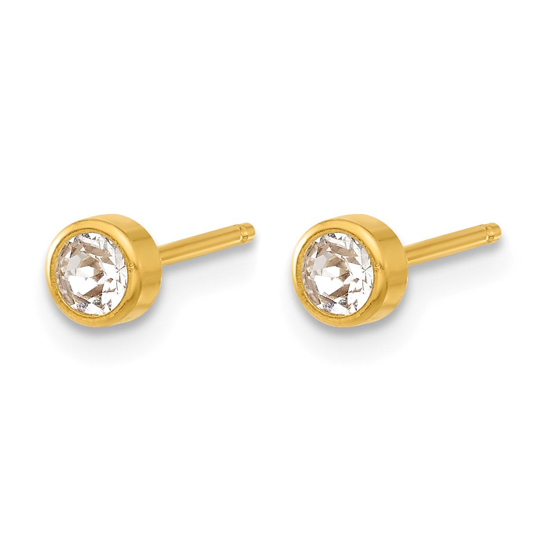 Inverness 14K Polished 4mm Crystal Bezel Post Piercing Earrings