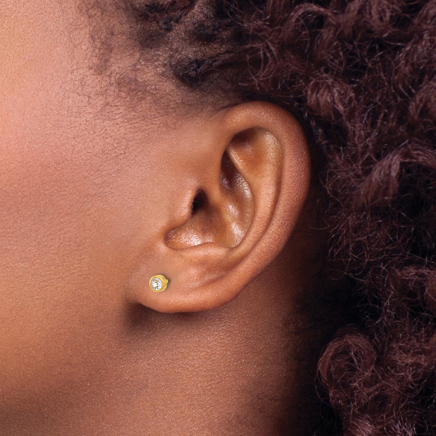 Inverness 14K Polished 4mm Crystal Bezel Post Piercing Earrings