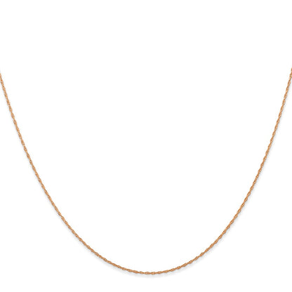 14K Rose Gold 16 inch Carded .5mm Cable Rope with Spring Ring Clasp Chain