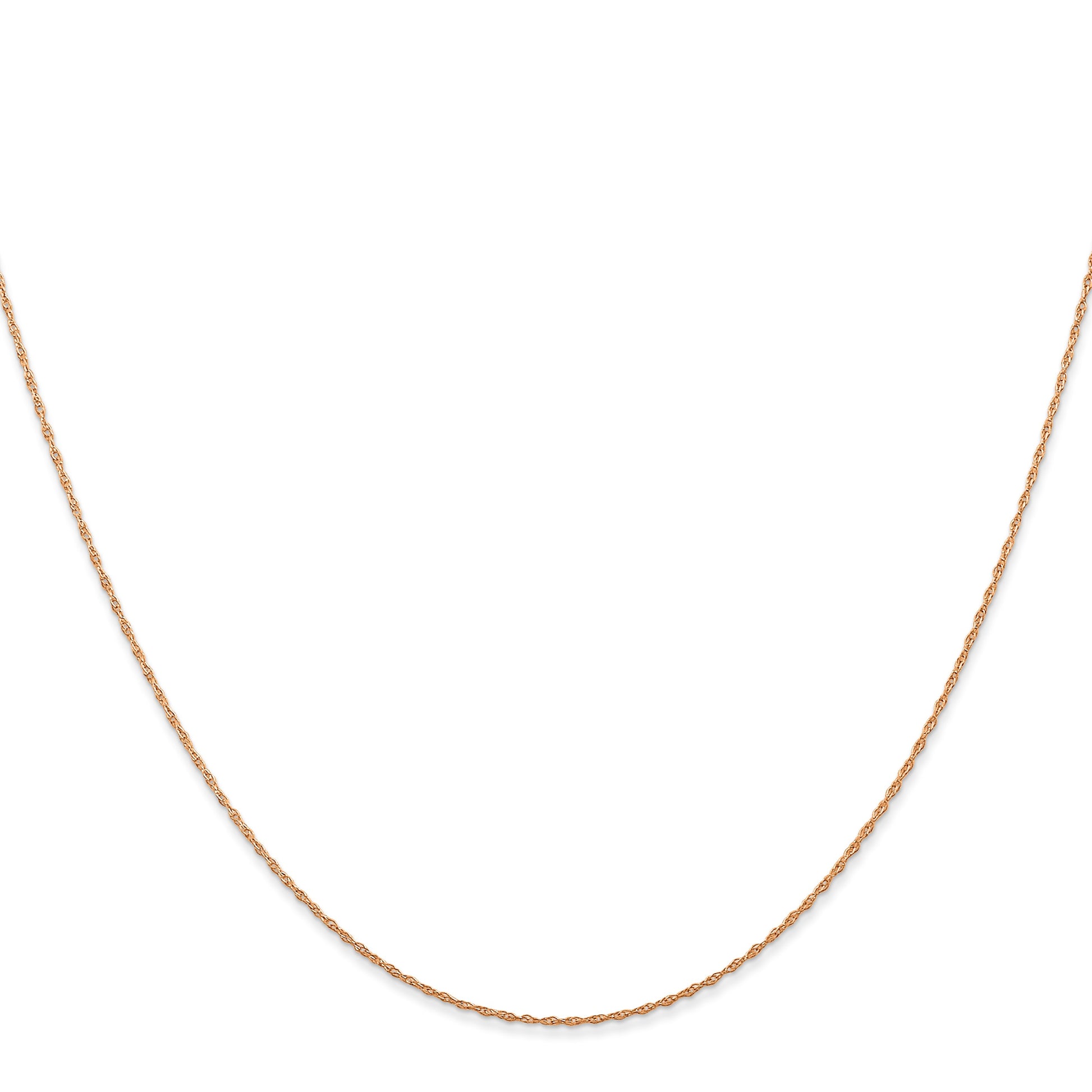 14K Rose Gold 24 inch Carded .5mm Cable Rope with Spring Ring Clasp Chain