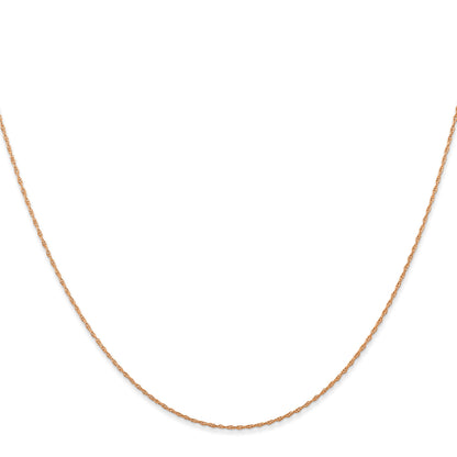 14K Rose Gold 20 inch Carded .5mm Cable Rope with Spring Ring Clasp Chain