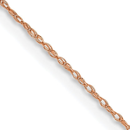 14K Rose Gold 13 inch Carded .5mm Cable Rope with Spring Ring Clasp Chain