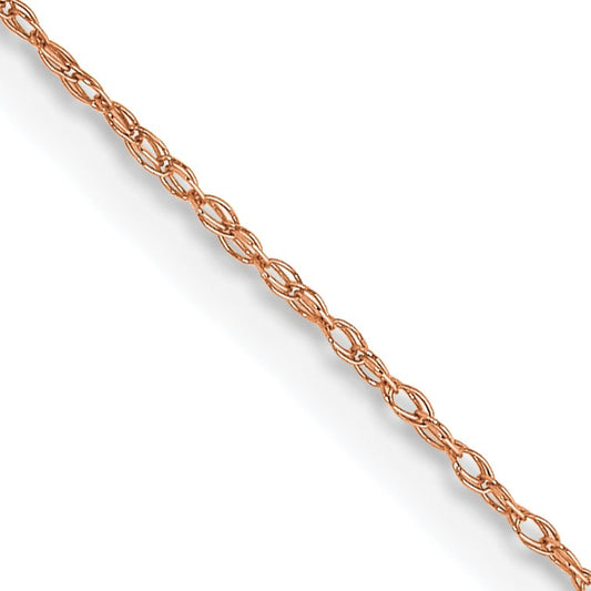 14K Rose Gold 24 inch Carded .5mm Cable Rope with Spring Ring Clasp Chain