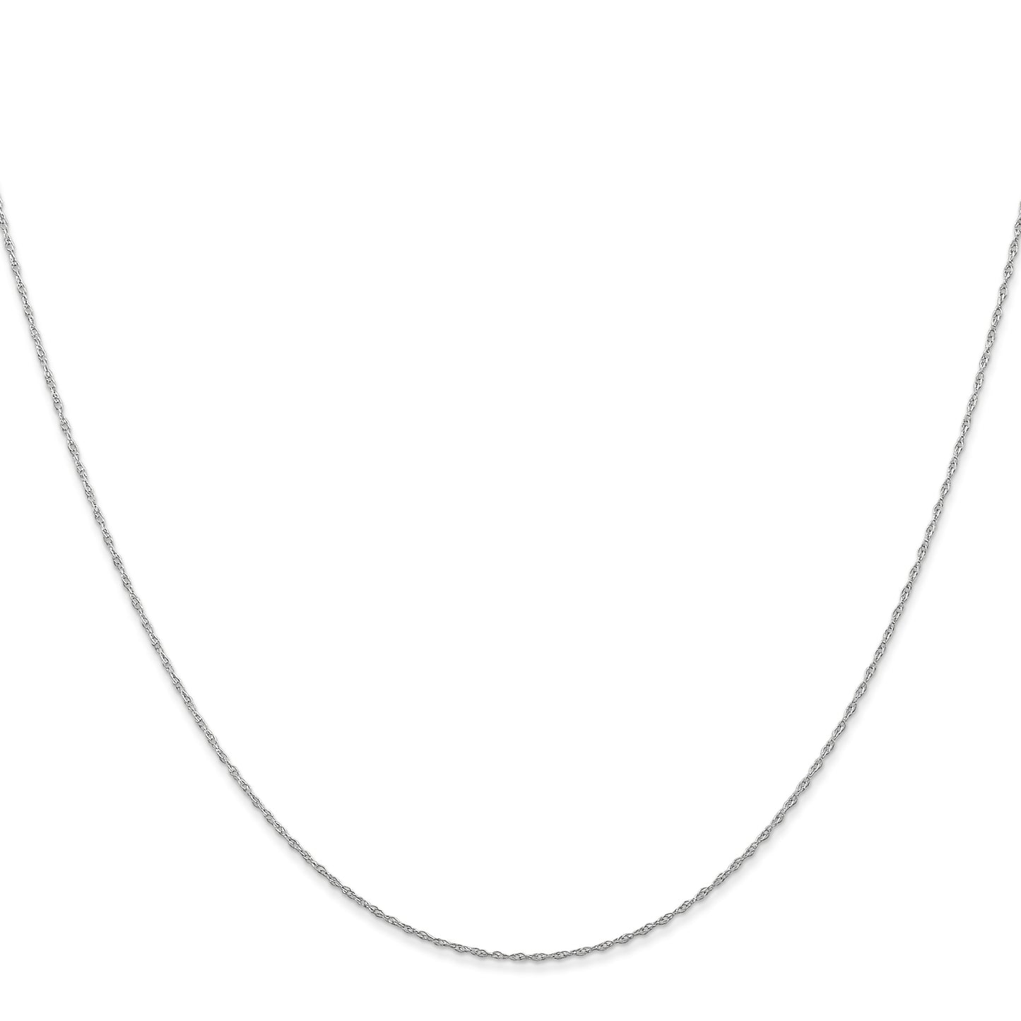 14K White Gold 20 inch Carded .5mm Cable Rope with Spring Ring Clasp Chain