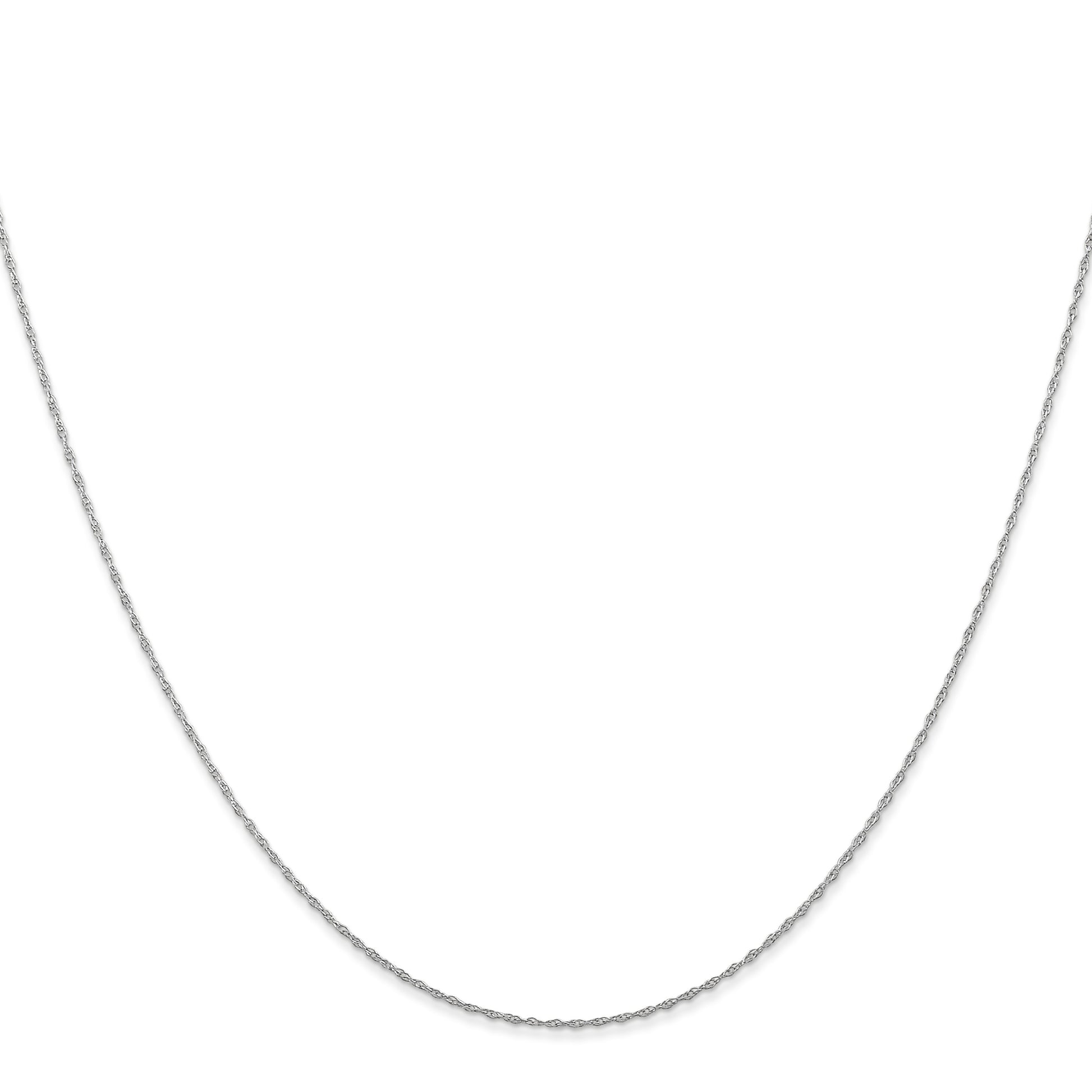 14K White Gold 24 inch Carded .5mm Cable Rope with Spring Ring Clasp Chain