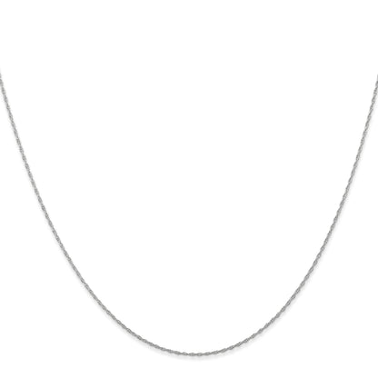 14K White Gold 24 inch Carded .5mm Cable Rope with Spring Ring Clasp Chain