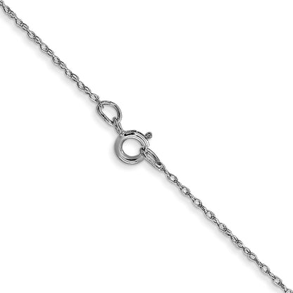 14K White Gold 13 inch Carded .5mm Cable Rope with Spring Ring Clasp Chain