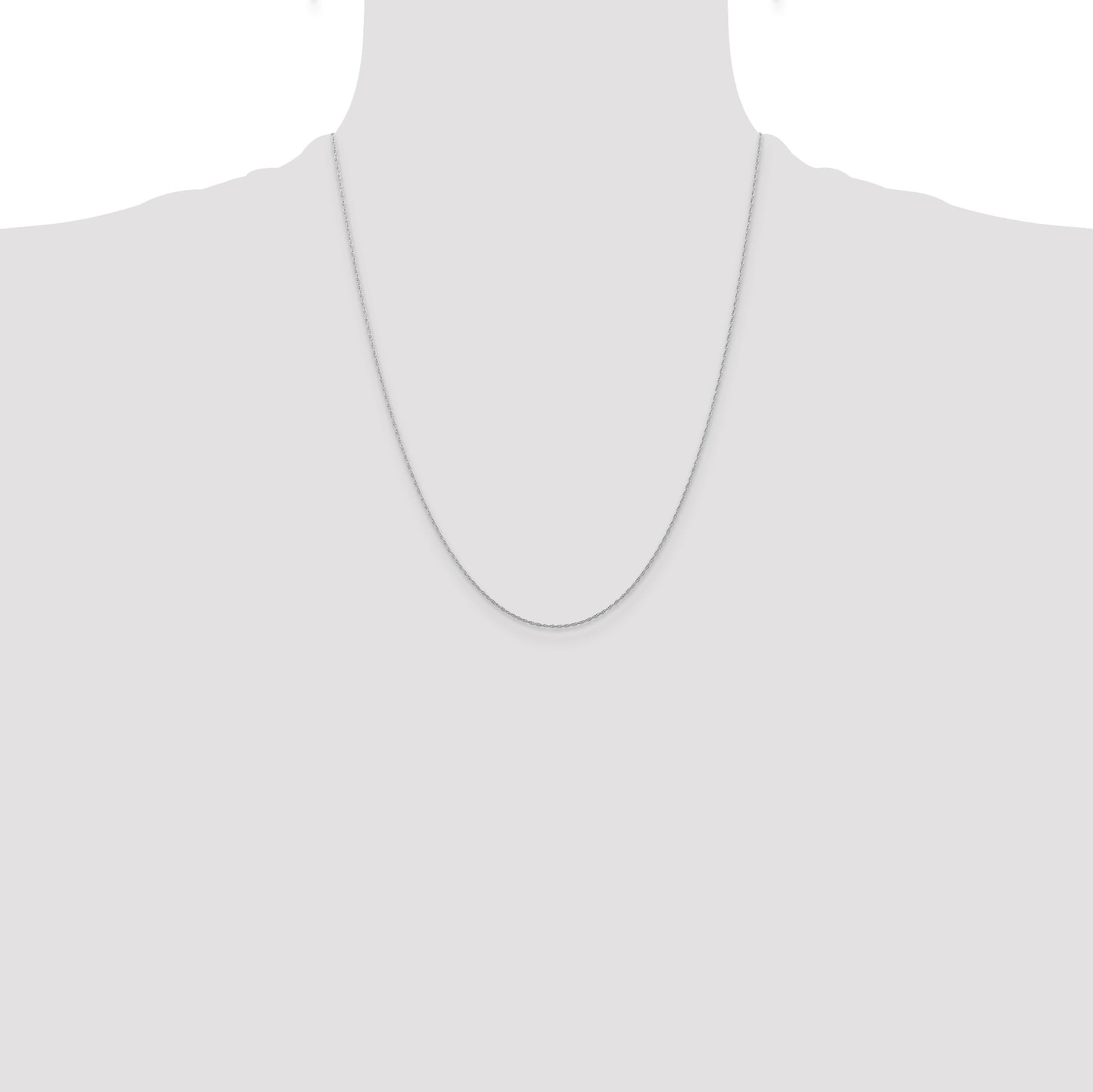 14K White Gold 22 inch Carded .5mm Cable Rope with Spring Ring Clasp Chain