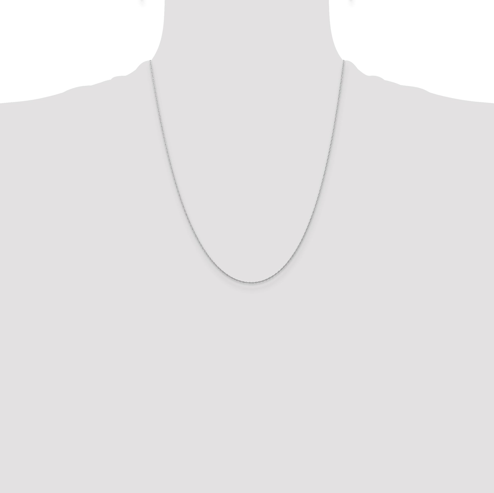 14K White Gold 22 inch Carded .5mm Cable Rope with Spring Ring Clasp Chain