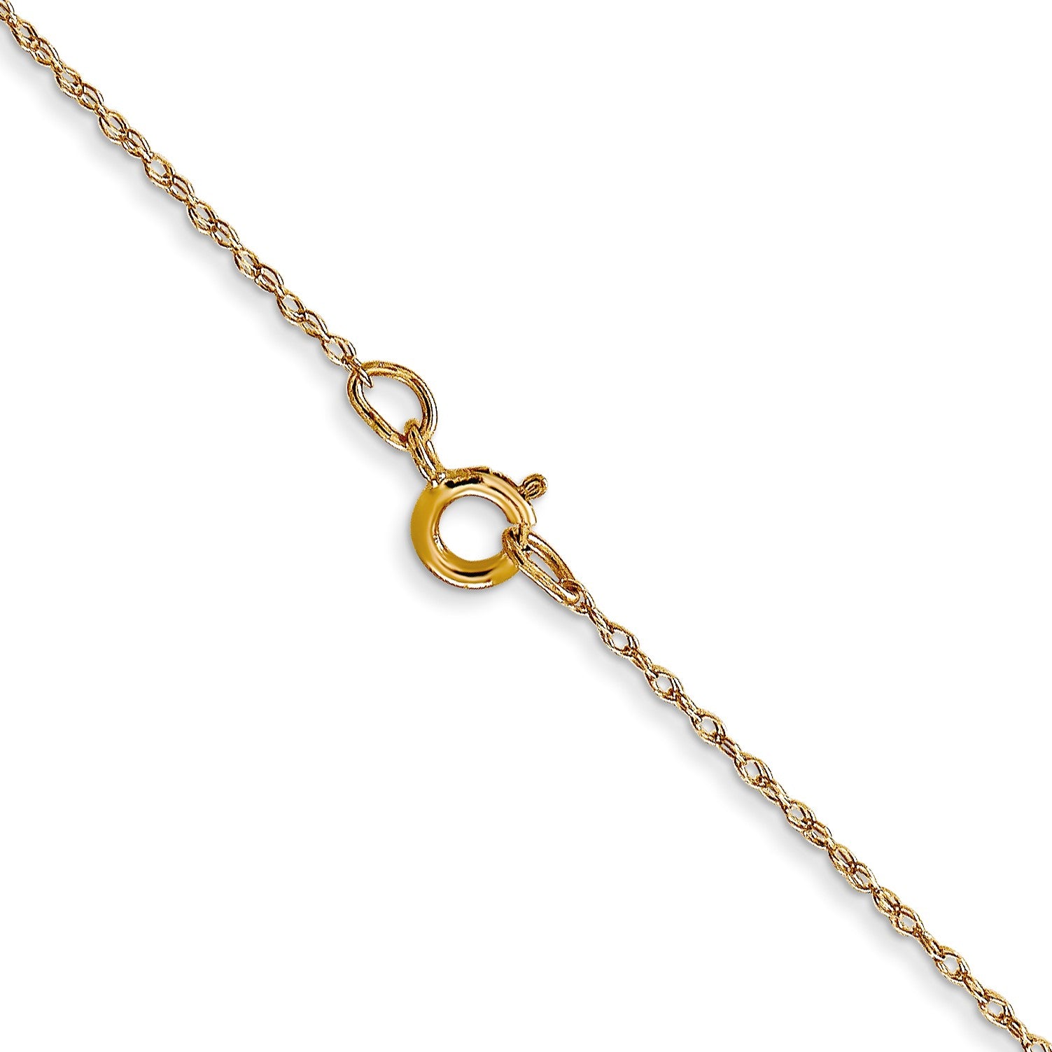 14K 18 inch Carded .5mm Cable Rope with Spring Ring Clasp Chain
