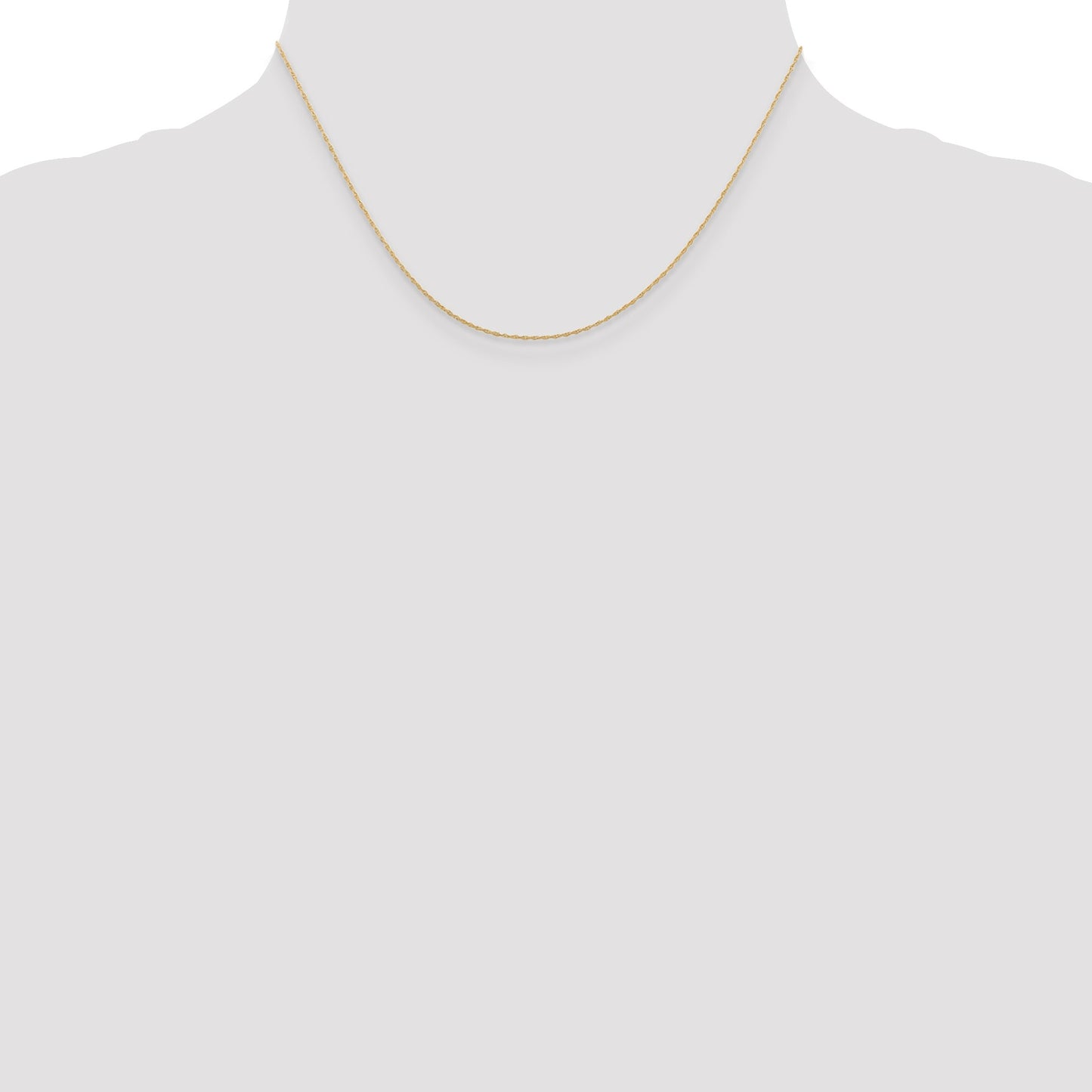 14K 16 inch Carded .5mm Cable Rope with Spring Ring Clasp Chain