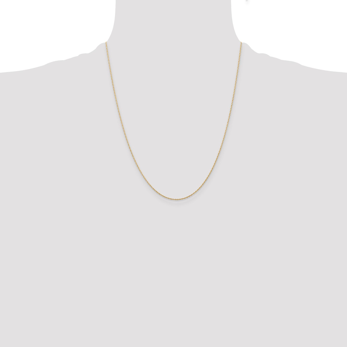 14K 22 inch Carded .5mm Cable Rope with Spring Ring Clasp Chain