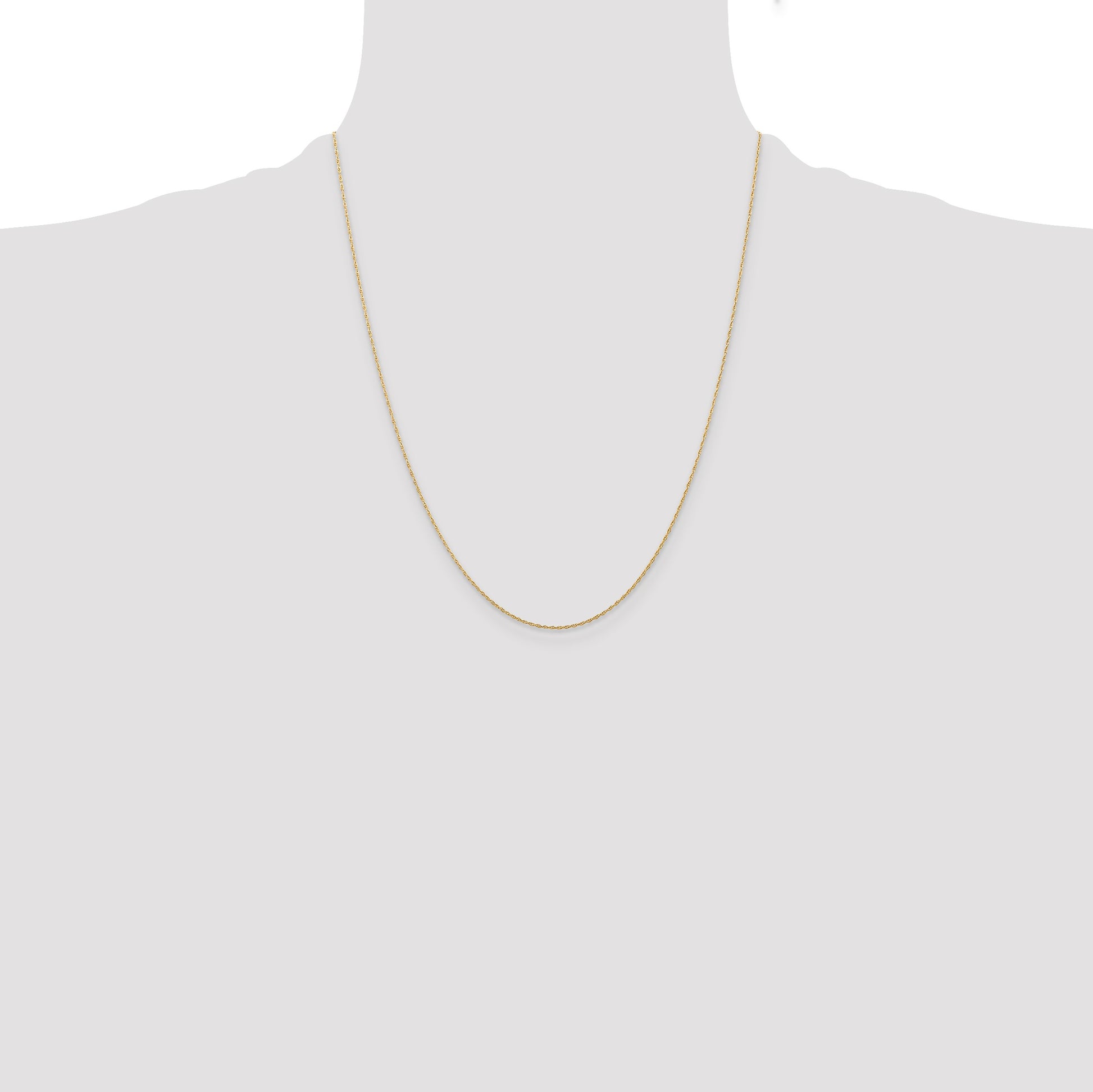 14K 22 inch Carded .5mm Cable Rope with Spring Ring Clasp Chain