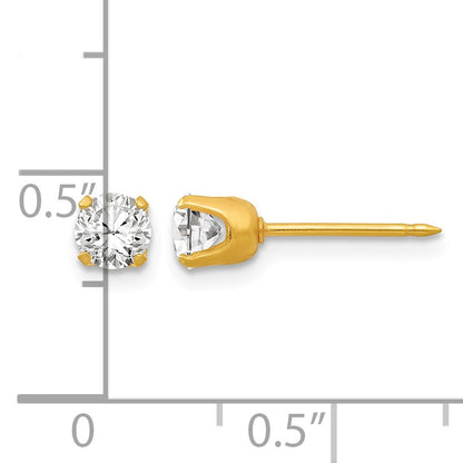 Inverness 14k 4.25mm CZ Post Piercing Earrings