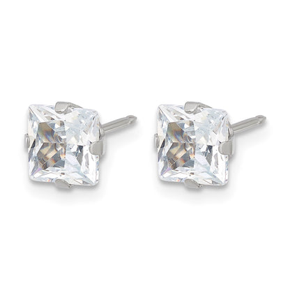 Inverness Stainless Steel 6mm Square CZ Post Piercing Earrings
