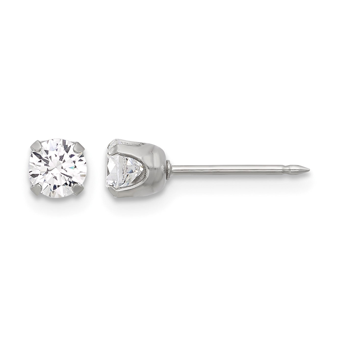 Inverness Stainless Steel 4mm CZ Post Piercing Earrings