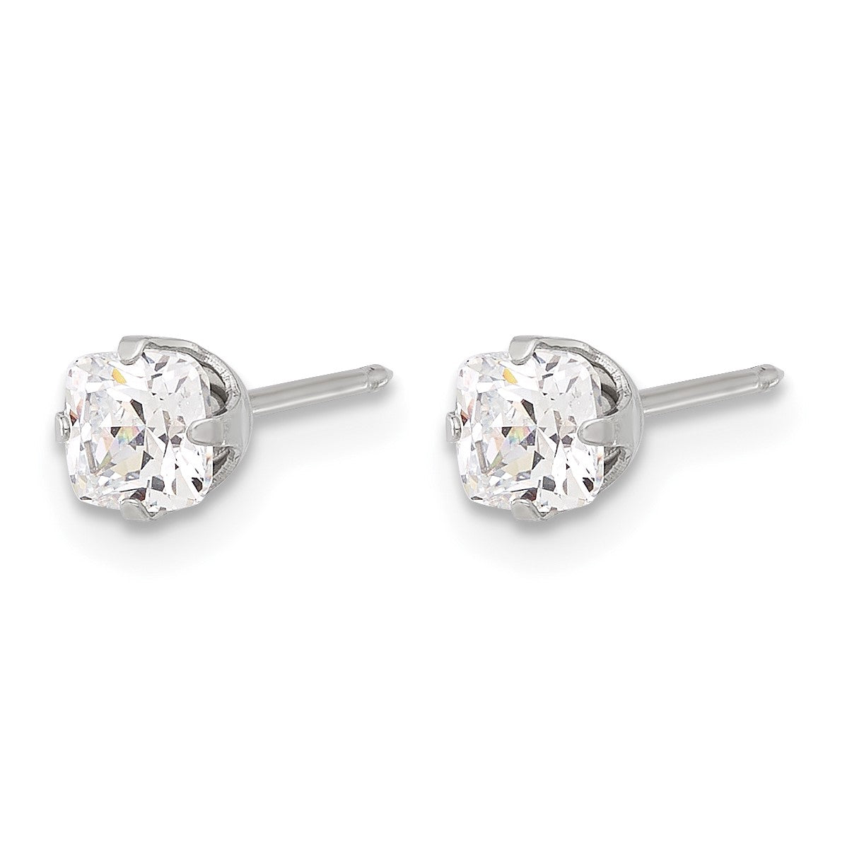 Inverness Stainless Steel 4mm Square CZ Post Piercing Earrings