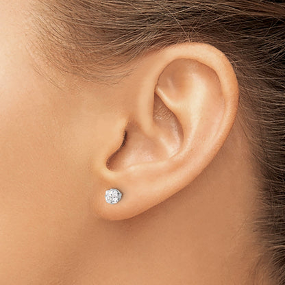 Inverness Stainless Steel 4mm Square CZ Post Piercing Earrings