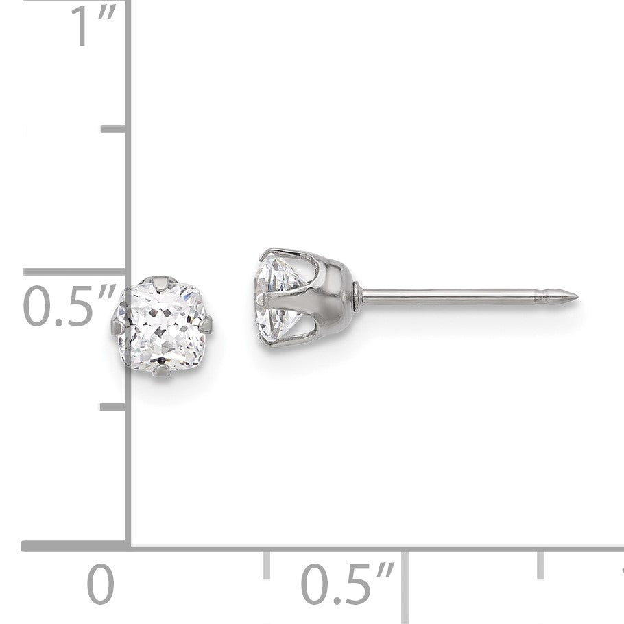 Inverness Stainless Steel 4mm Square CZ Post Piercing Earrings