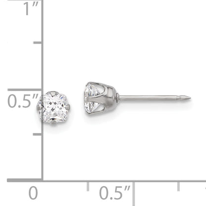Inverness Stainless Steel 4mm Square CZ Post Piercing Earrings