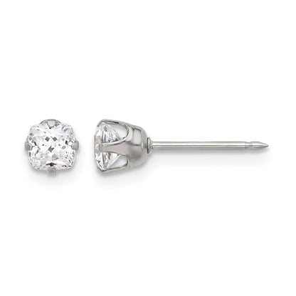 Inverness Stainless Steel 4mm Square CZ Post Piercing Earrings