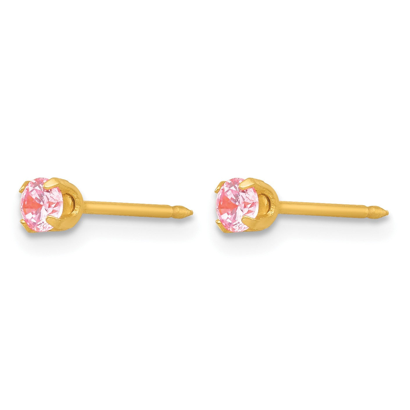Inverness 14k 3mm Pink CZ Post Piercing Earrings