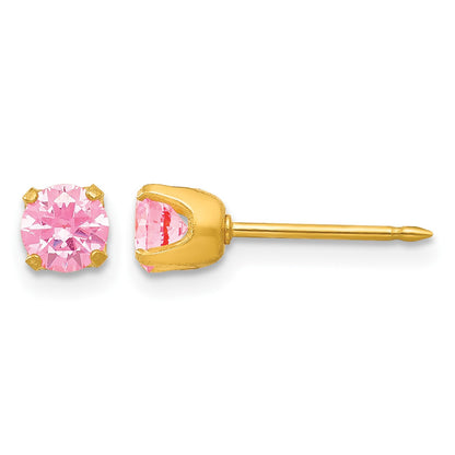 Inverness 14k 5mm Pink CZ Post Piercing Earrings