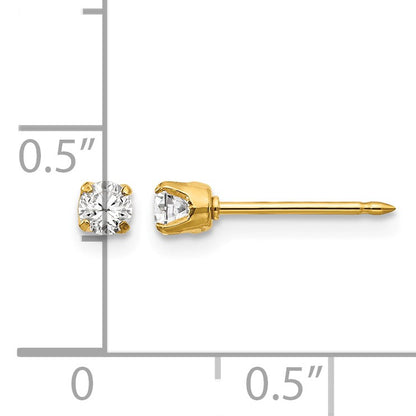 Inverness 14k 3mm CZ Long Post Piercing Earrings