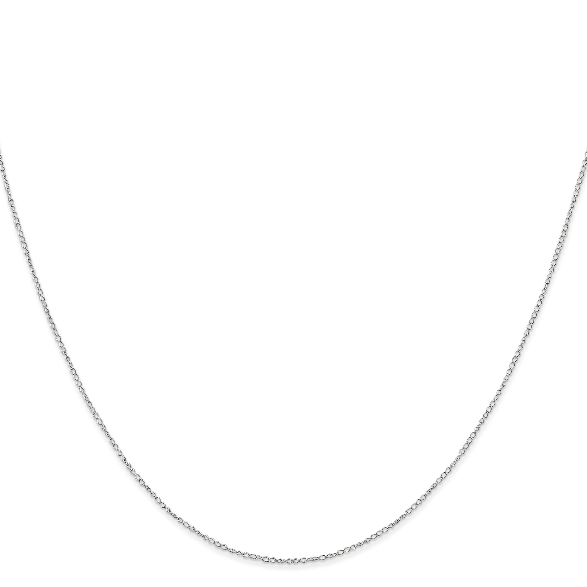 14K White Gold 24 inch Carded .42mm Curb with Spring Ring Clasp Chain