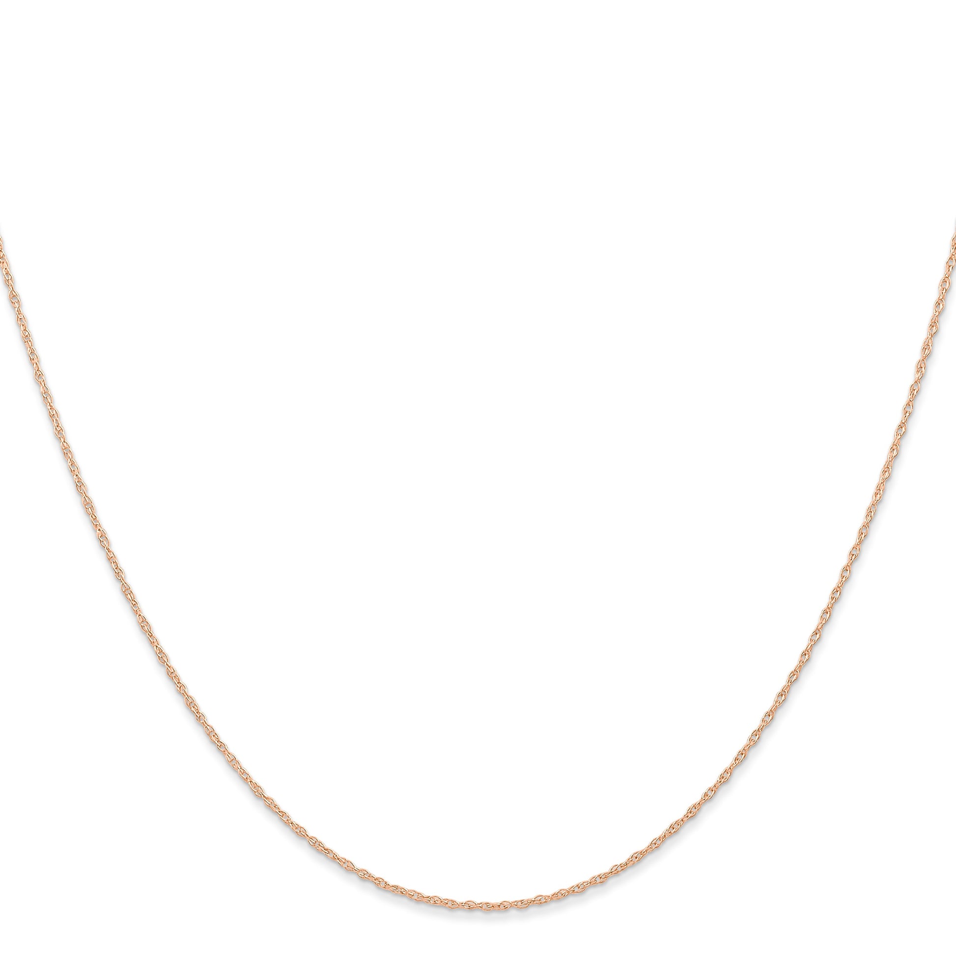 14K Rose Gold 16 inch Carded .6mm Cable Rope with Spring Ring Clasp Chain