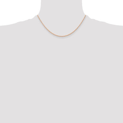 14K Rose Gold 16 inch Carded .6mm Cable Rope with Spring Ring Clasp Chain