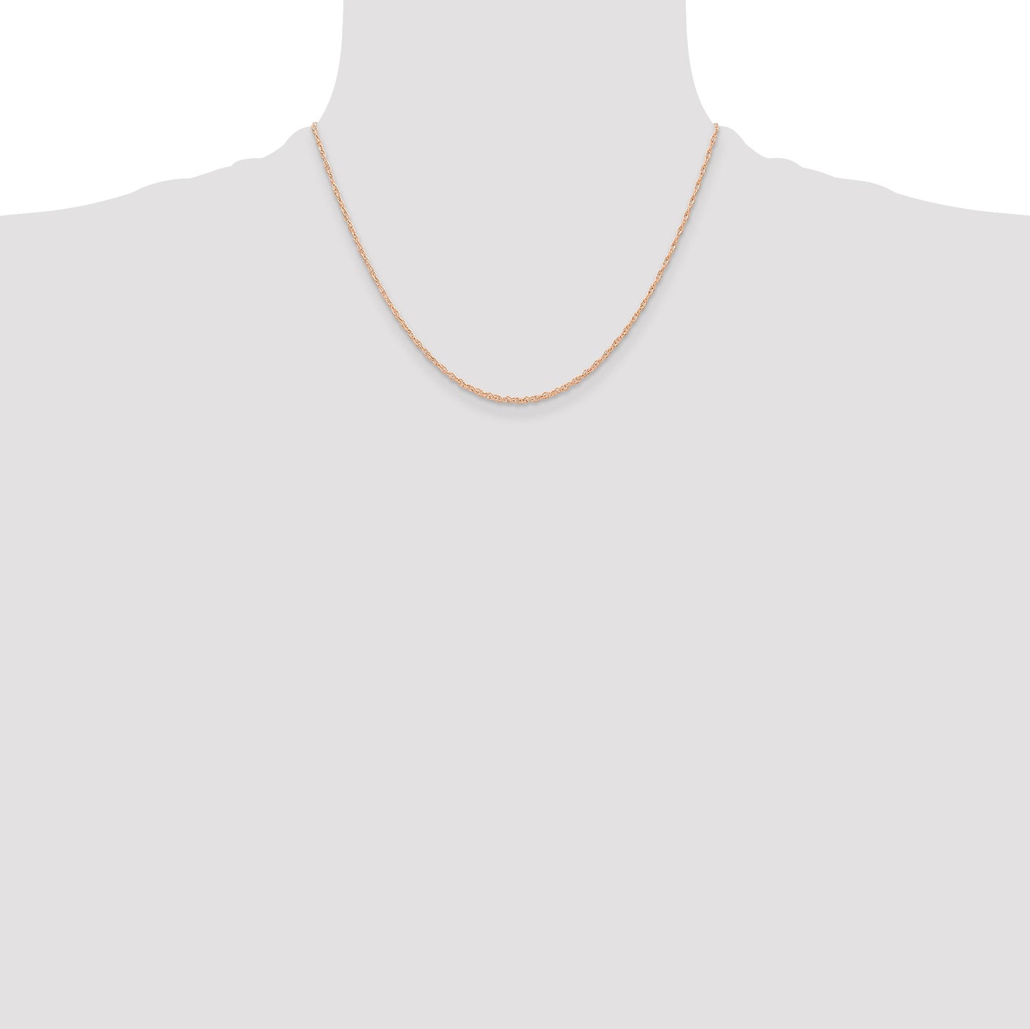 14K Rose Gold 18 inch Carded .6mm Cable Rope with Spring Ring Clasp Chain