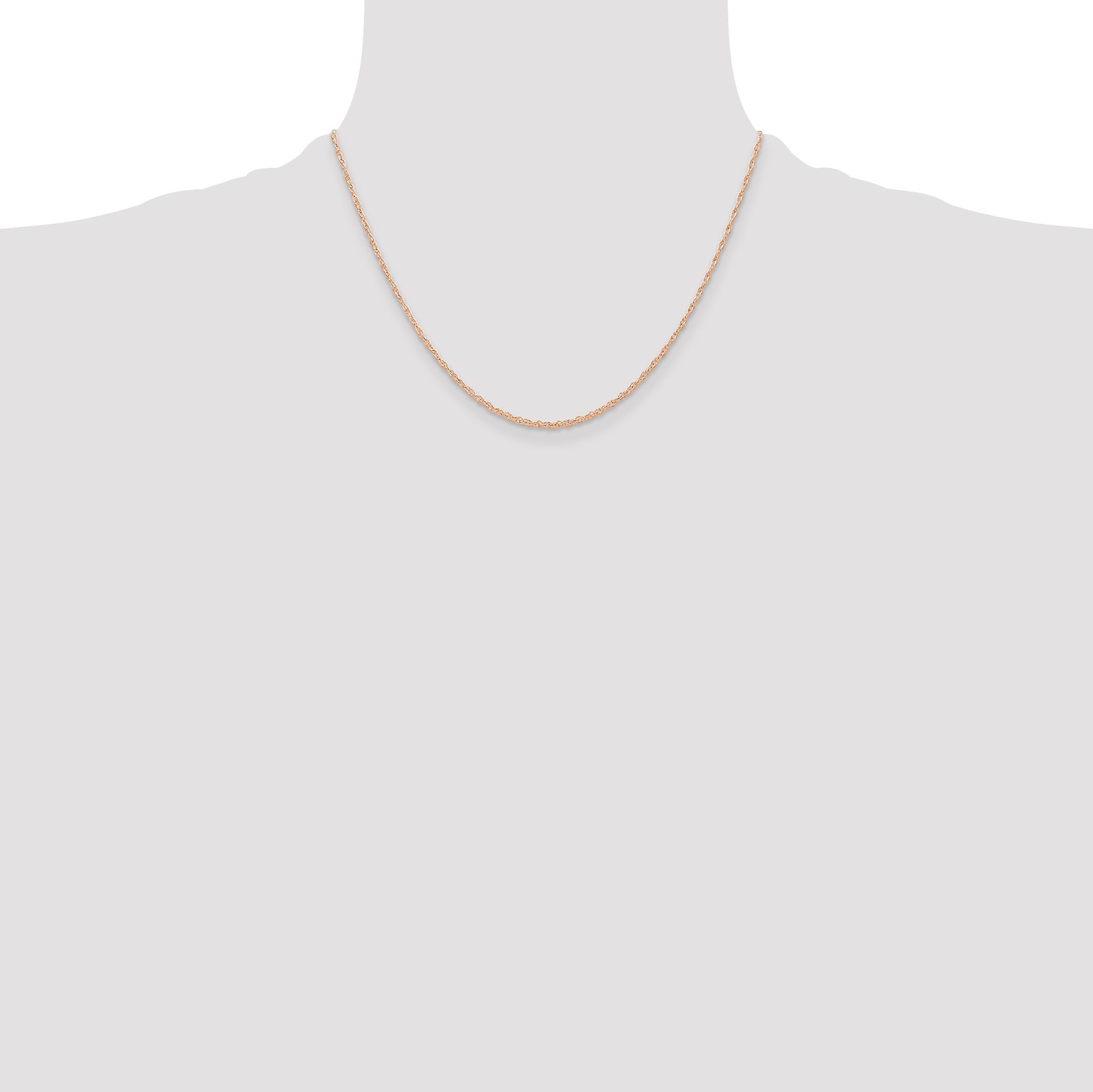 14K Rose Gold 18 inch Carded .6mm Cable Rope with Spring Ring Clasp Chain