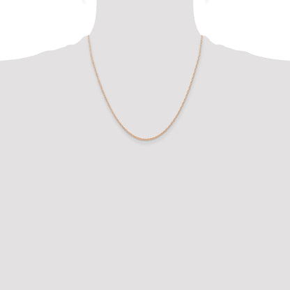 14K Rose Gold 20 inch Carded .6mm Cable Rope with Spring Ring Clasp Chain