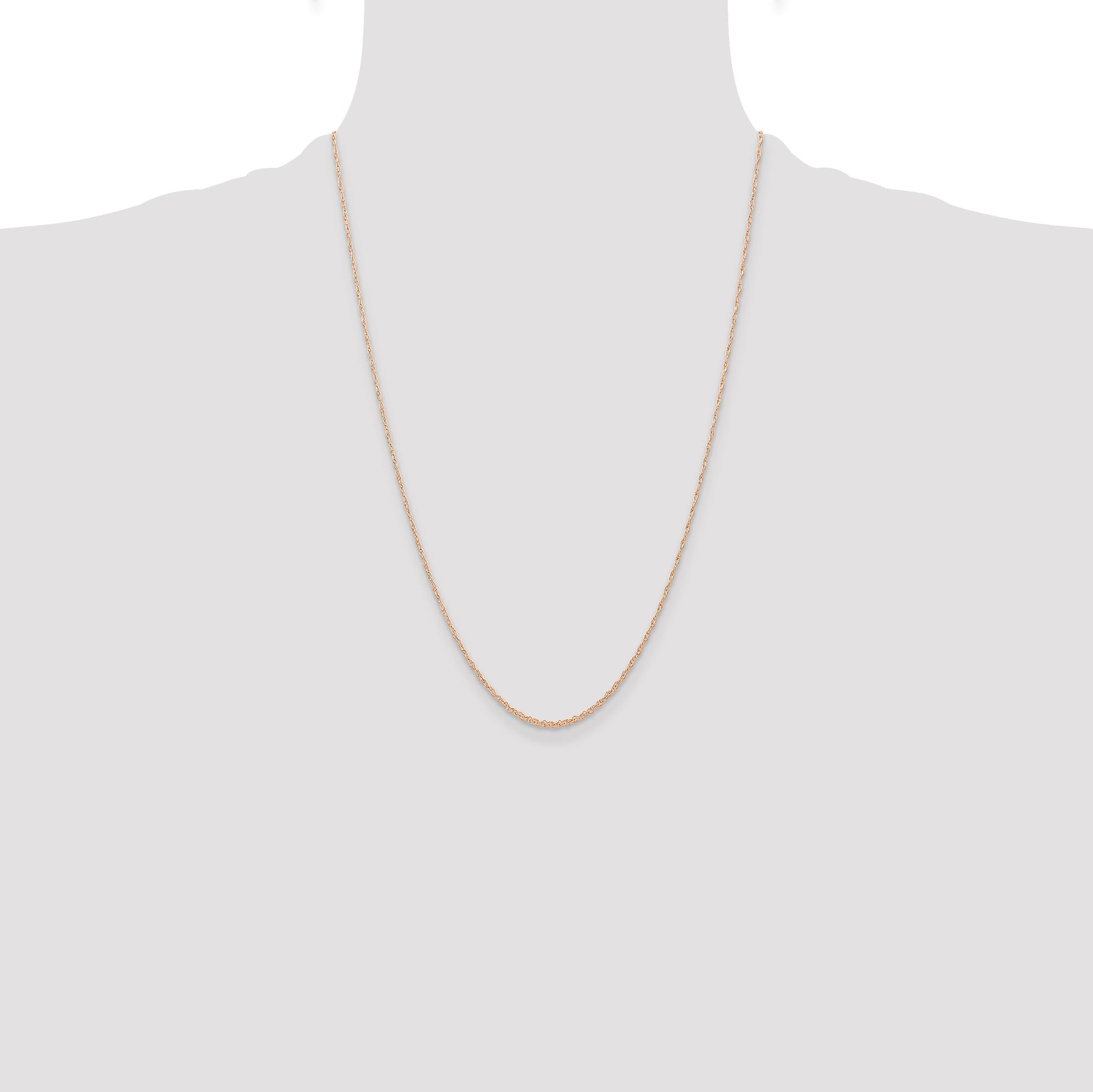 14K Rose Gold 24 inch Carded .6mm Cable Rope with Spring Ring Clasp Chain