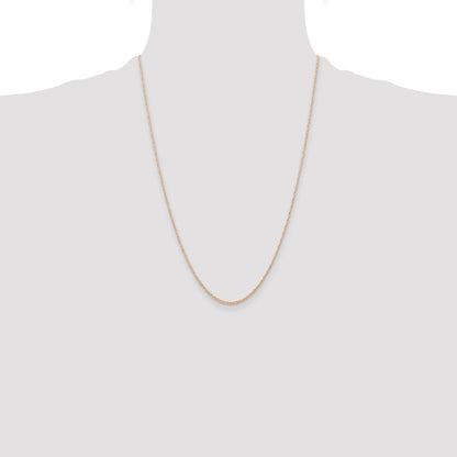 14K Rose Gold 24 inch Carded .6mm Cable Rope with Spring Ring Clasp Chain