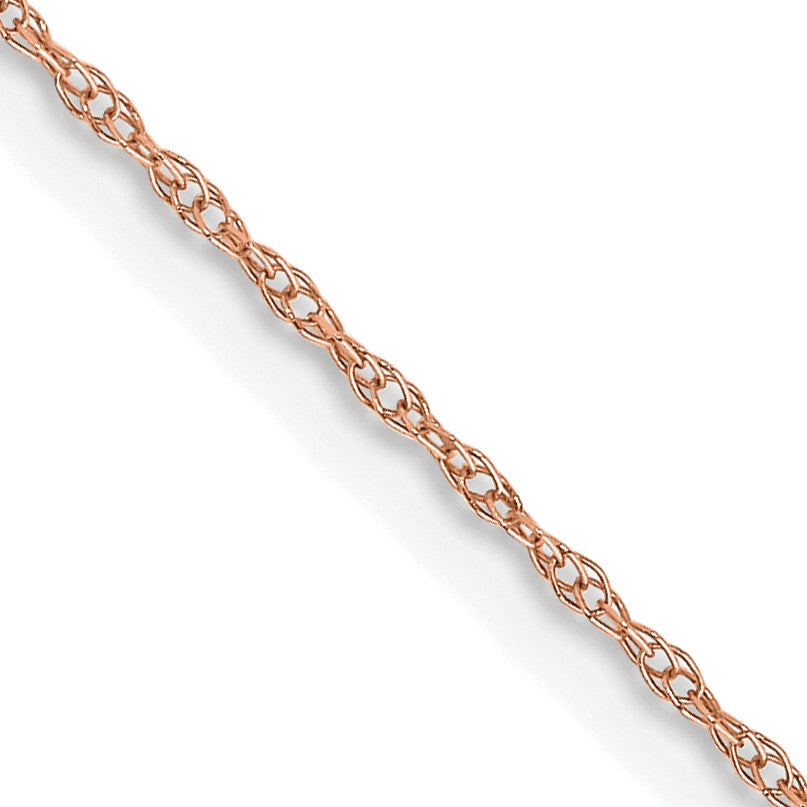 14K Rose Gold 16 inch Carded .6mm Cable Rope with Spring Ring Clasp Chain