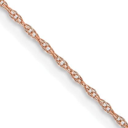 14K Rose Gold 16 inch Carded .6mm Cable Rope with Spring Ring Clasp Chain