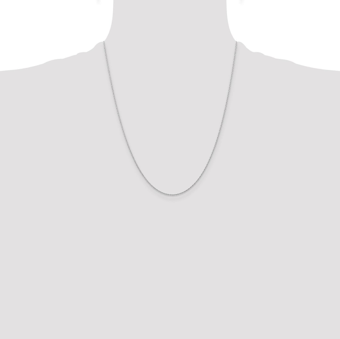 14K White Gold 22 inch Carded .6mm Cable Rope with Spring Ring Clasp Chain