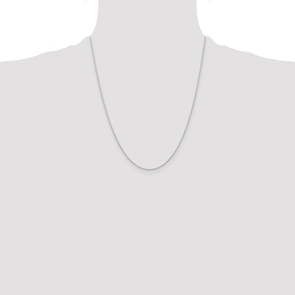 14K White Gold 22 inch Carded .6mm Cable Rope with Spring Ring Clasp Chain