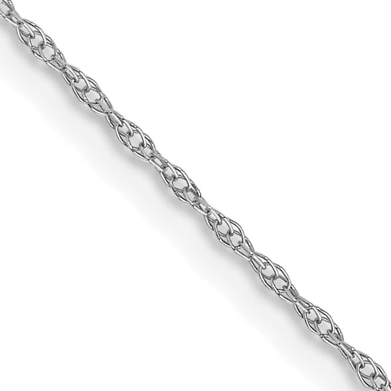 14K White Gold 18 inch Carded .6mm Cable Rope with Spring Ring Clasp Chain