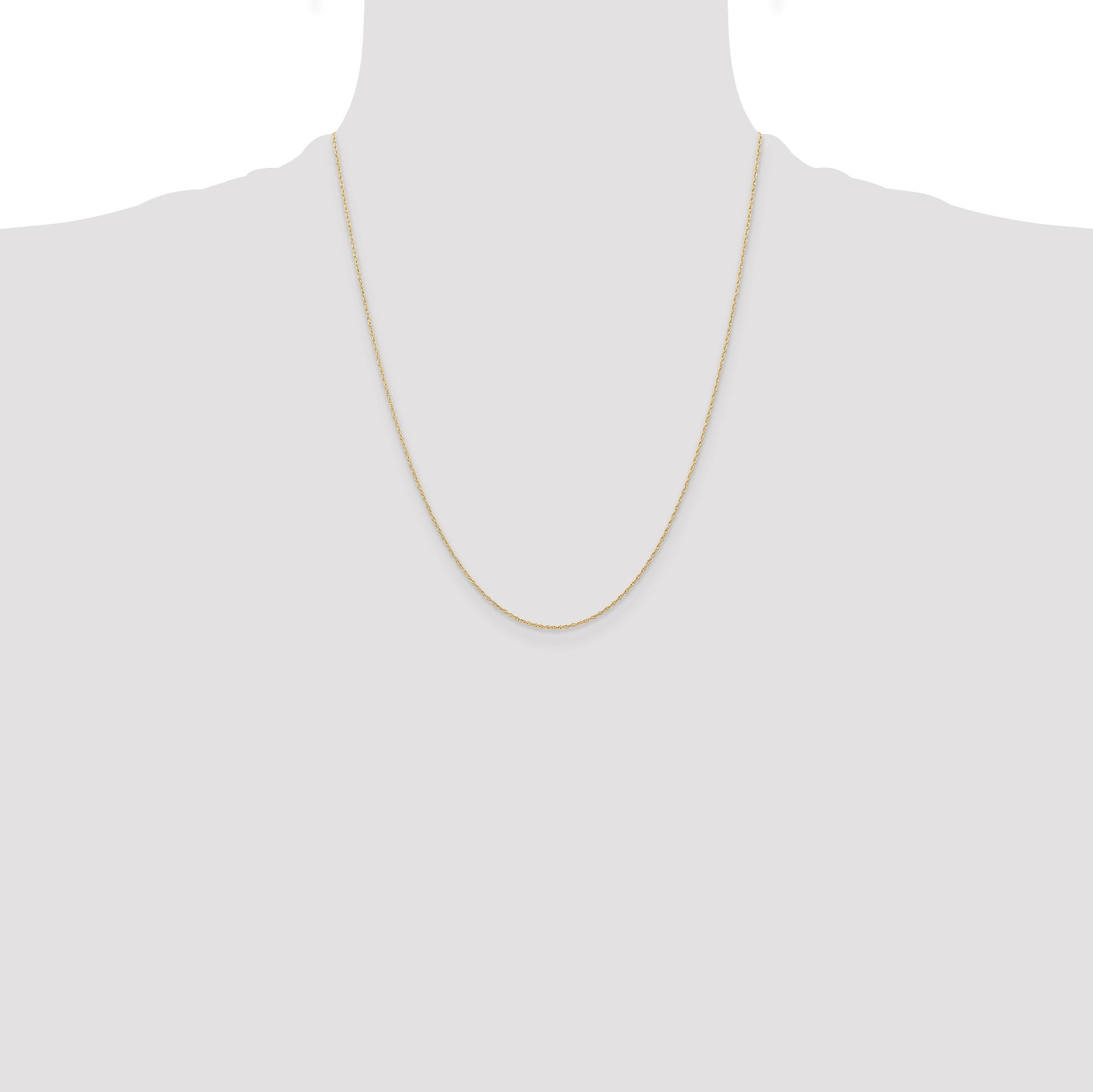 14K 22 inch Carded .6mm Cable Rope with Spring Ring Clasp Chain