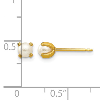 Inverness 14k 4mm Simulated Pearl Post Piercing Earrings