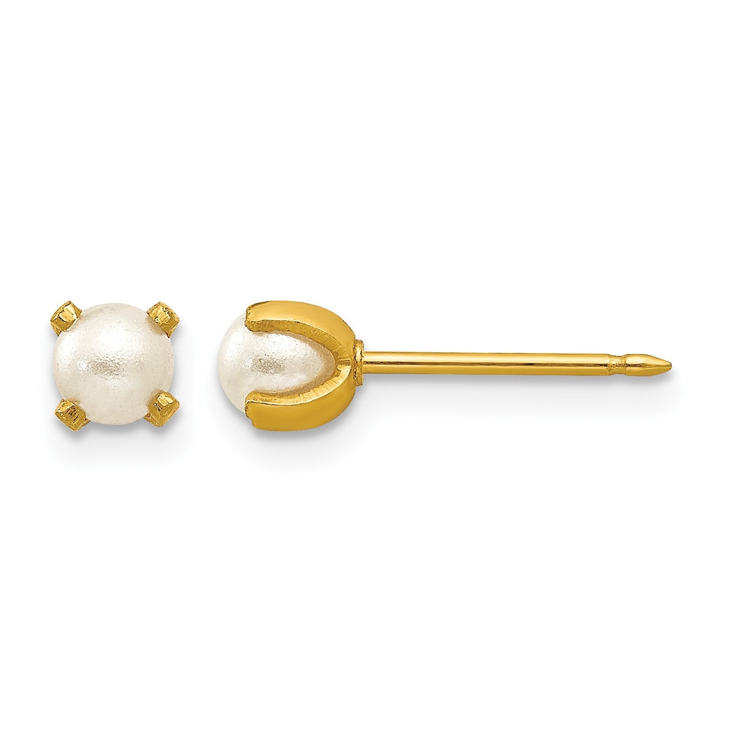 Inverness 14k 4mm Simulated Pearl Post Piercing Earrings
