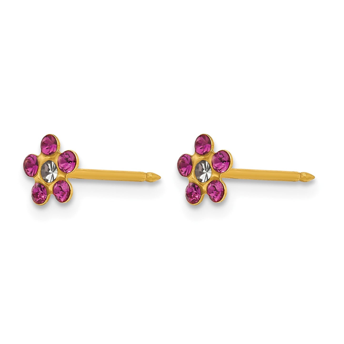 Inverness 14k February Purple Crystal Birthstone Flower Post Piercing Earrings