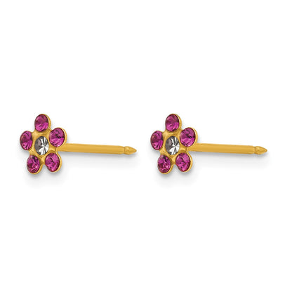 Inverness 14k February Purple Crystal Birthstone Flower Post Piercing Earrings
