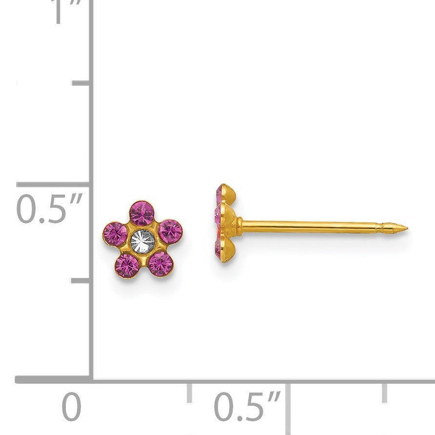 Inverness 14k February Purple Crystal Birthstone Flower Post Piercing Earrings