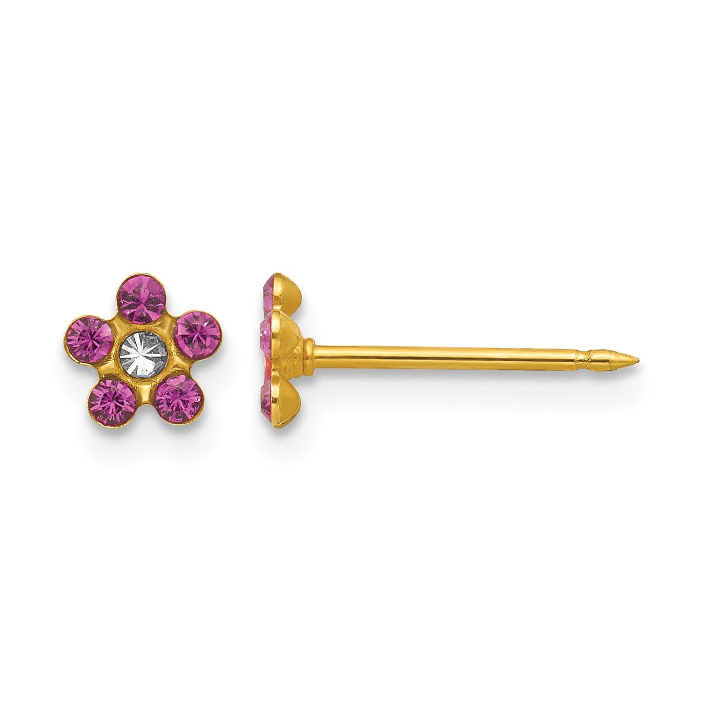 Inverness 14k February Purple Crystal Birthstone Flower Post Piercing Earrings
